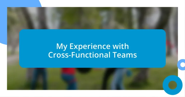 My Experience with Cross-Functional Teams