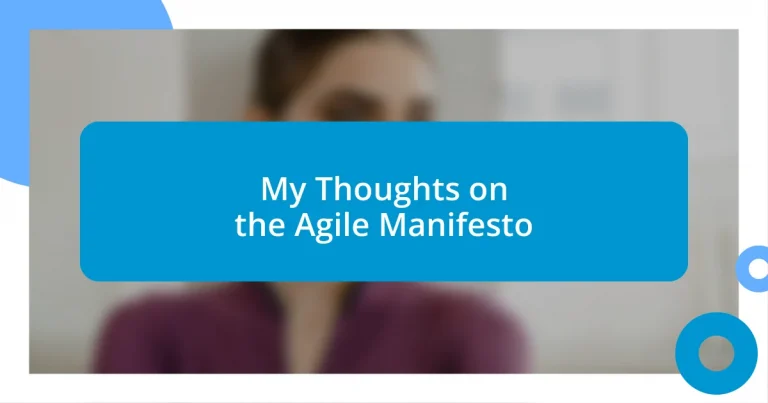 My Thoughts on the Agile Manifesto