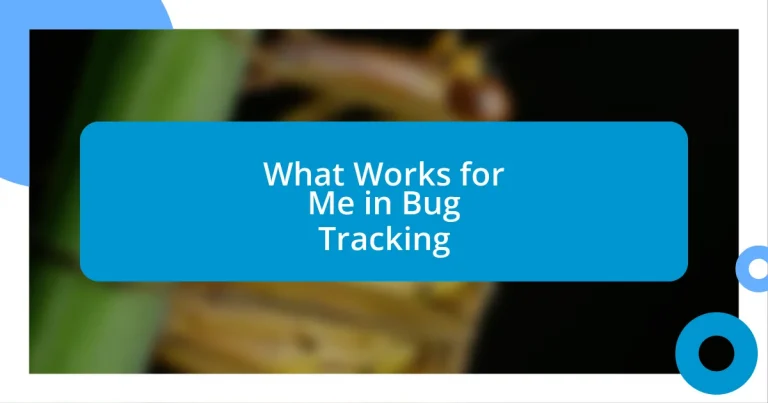 What Works for Me in Bug Tracking